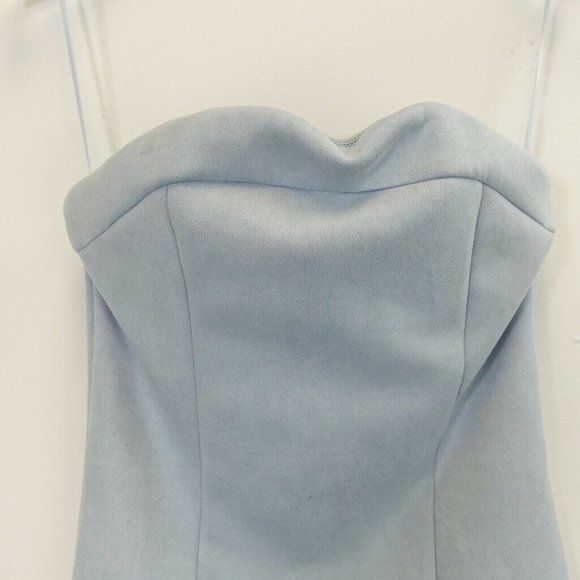 B x RUNAWAY Dress Baby Blue Bodycon Mini XS Sleeveless Stretch Sweetheart Fitted - Picture 5 of 12